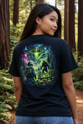 GN15 Watchers of the Evergreen t-shirt featuring cosmic alien artwork inspired by the Pacific Northwest